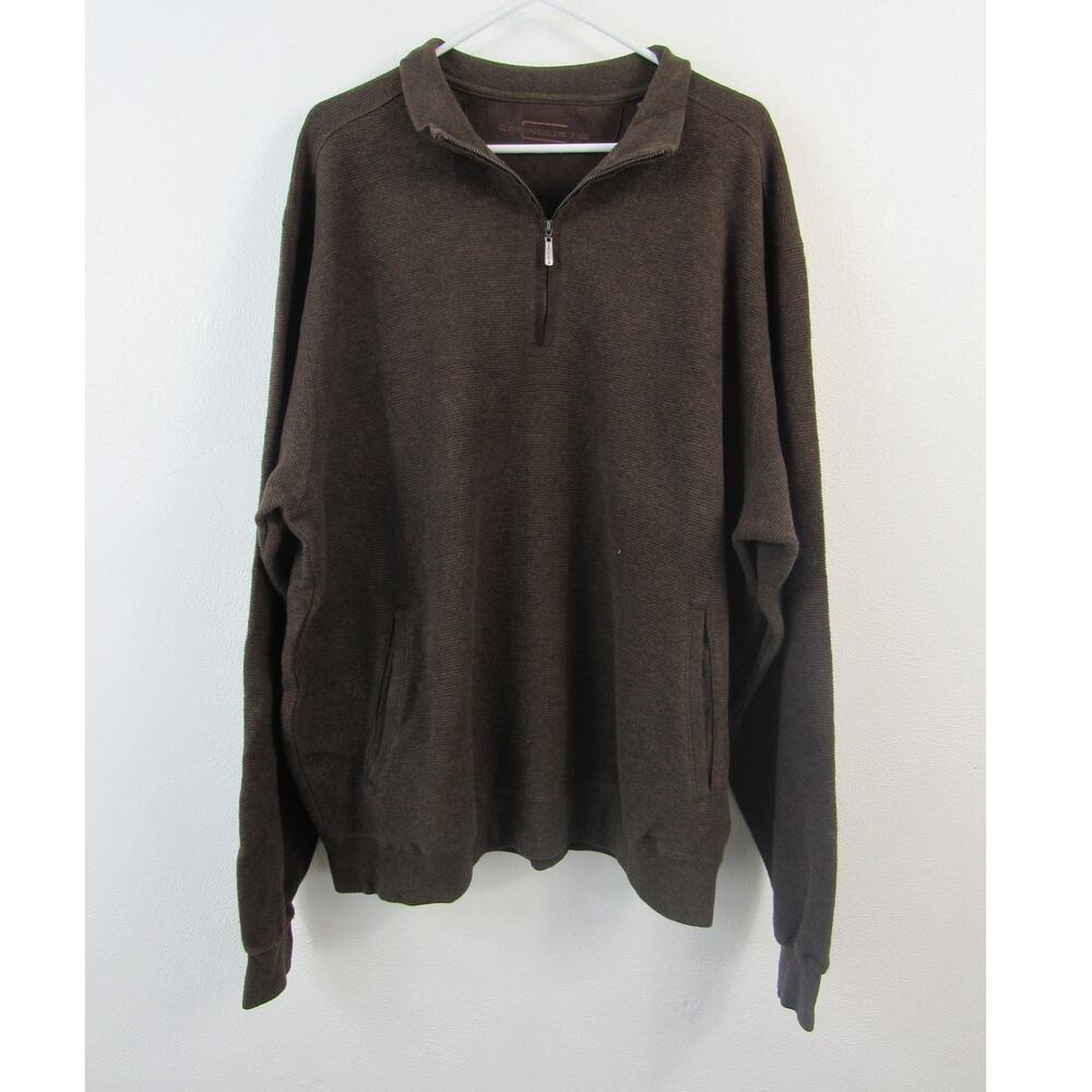 Carnoustie XL Golf Pullover Heavy Weight 1/4 Zip Brown & Black Lined W/ Pockets